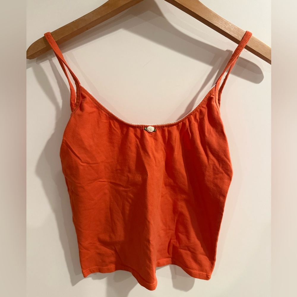 Chic Orange Tank Top with Spaghetti Straps